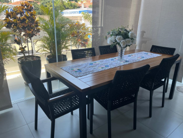 Mesa Retangular e Cadeira em corda náutica Vila Madalena